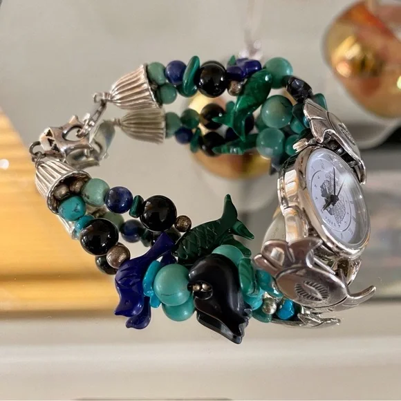 Navajo Sterling Silver Turquoise Fetish Native American Watch - Picture 2 of 9